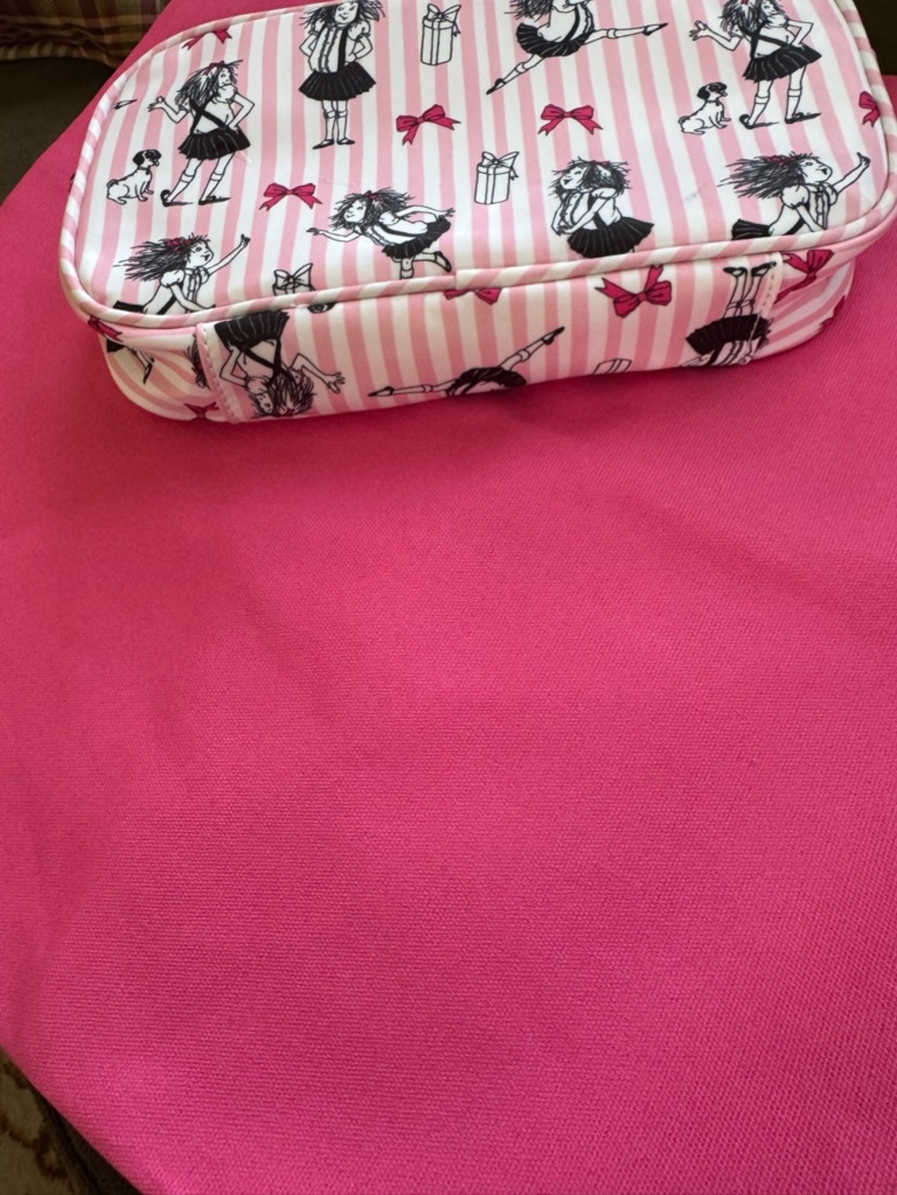 Stoney Clover Lane Pink & White Striped Eloise Cosmetic Pouch - Picture 9 of 12